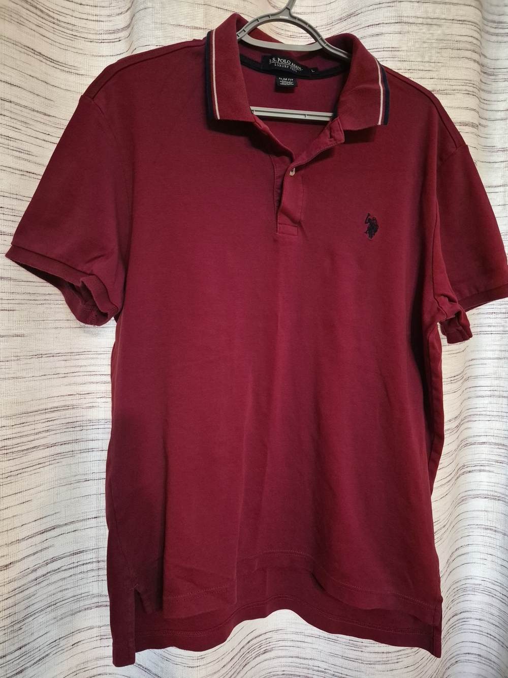 U.S. Polo Assn. Men's Maroon Polo with Contrast Collar Trim